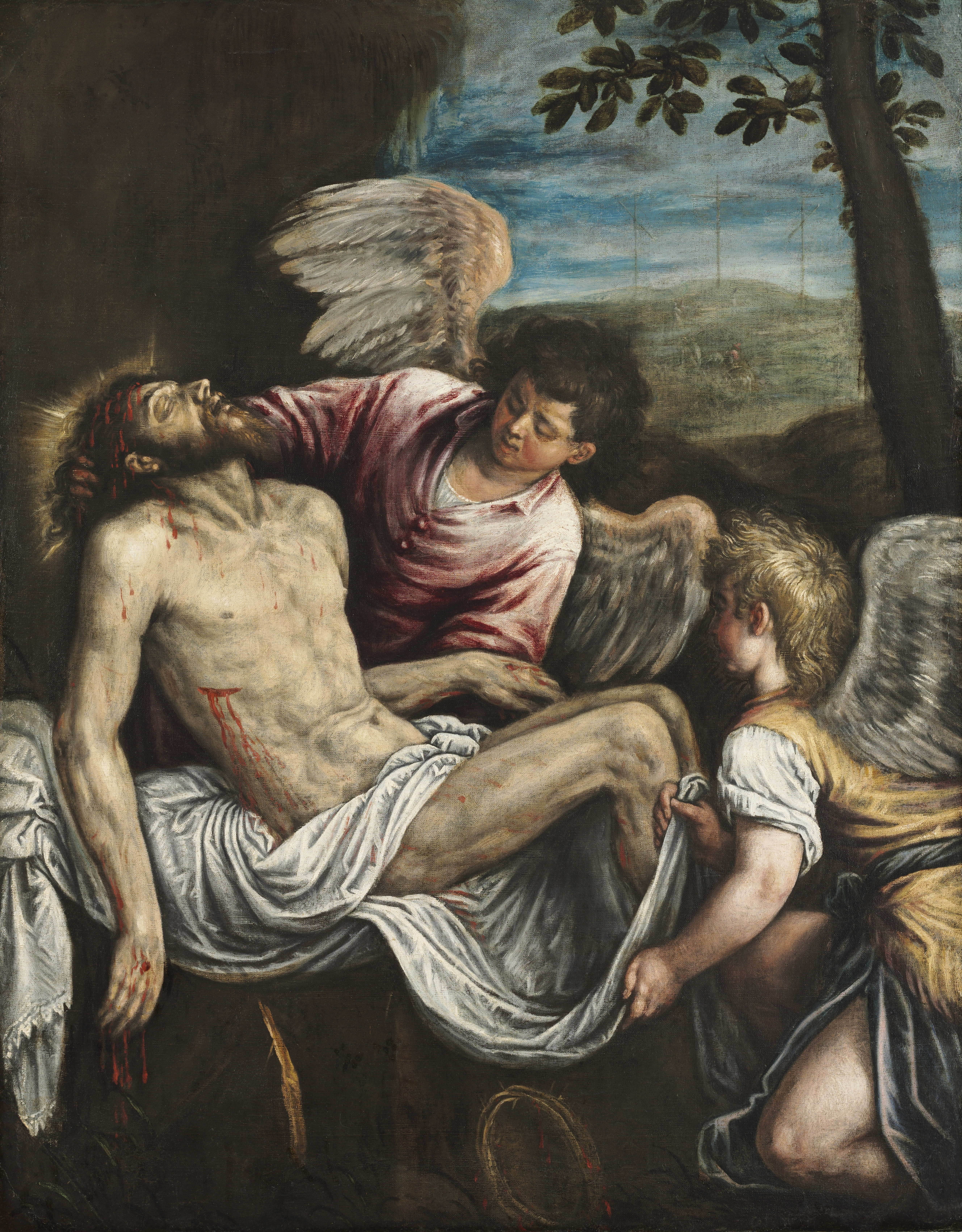 The Dead Christ with Angels by Leandro Bassano, fine art print