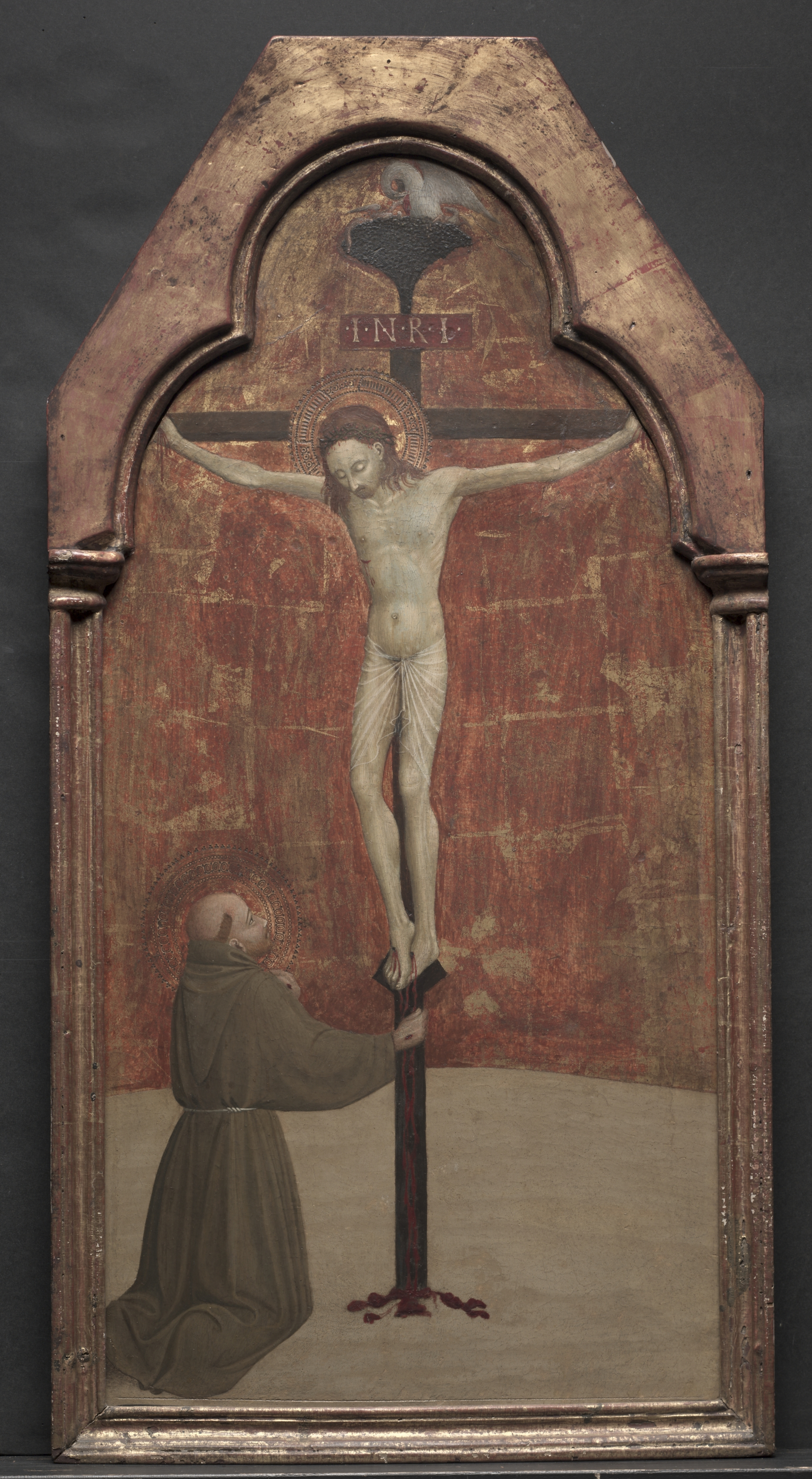 St. Francis Kneeling before Christ on the Cross by Sassetta, fine art print